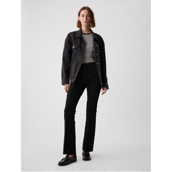 New Gap High Rise Flare Bi-Stretch Black Y2k Boho 70s Pants Size 4 Petite Work - Picture 1 of 12